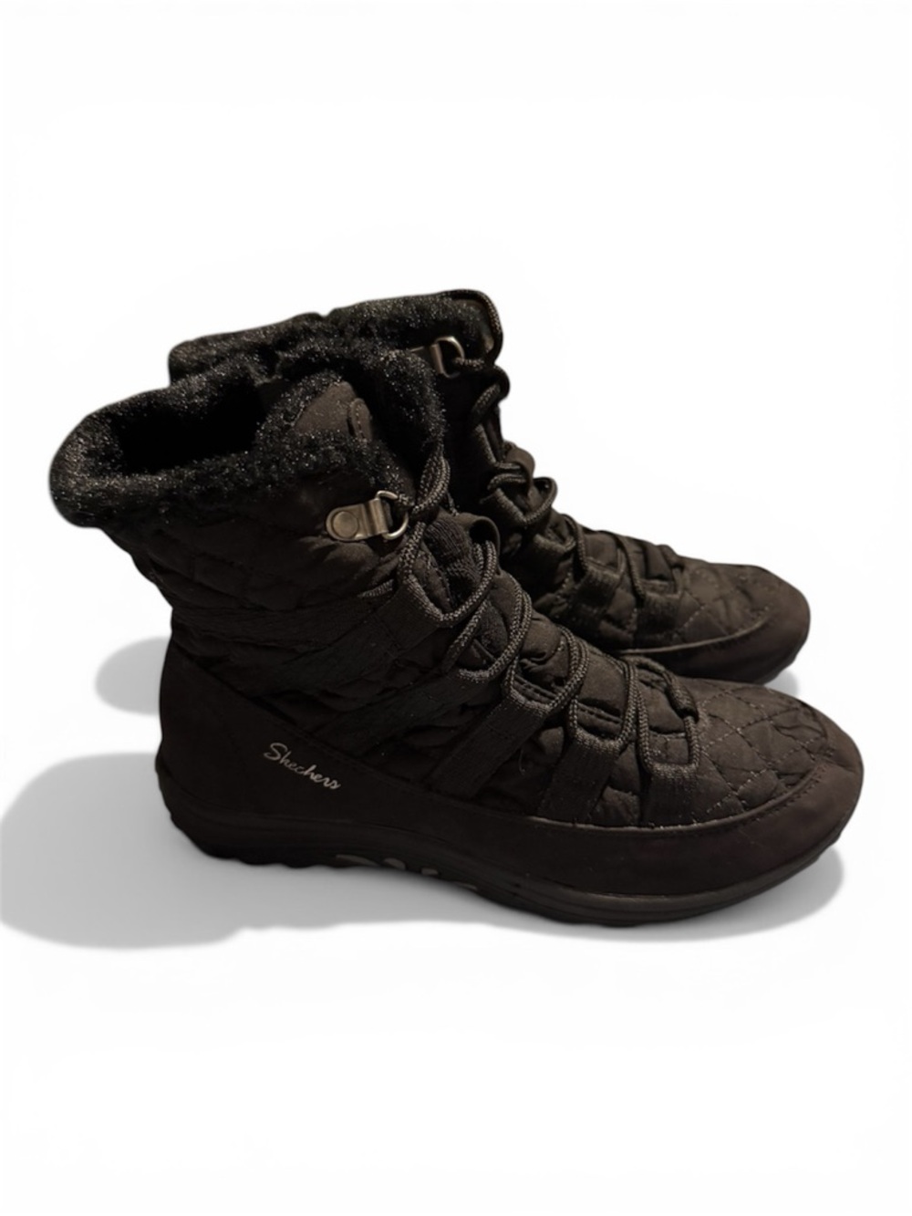 Skechers Women's Black Quilted Lace-Up Insulated Boots